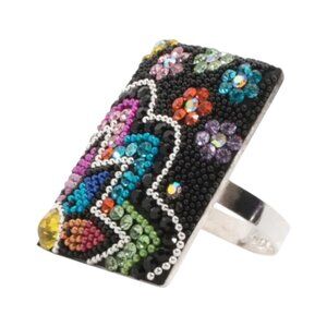 SEED & SAGE Made In Mexico Sterling Silver Crystal Rectangle Ring